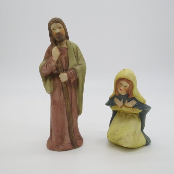 VINTAGE Painted Porcelain Ceramic Nativity Set with 9 Figures Jesus - Picture 4 of 6